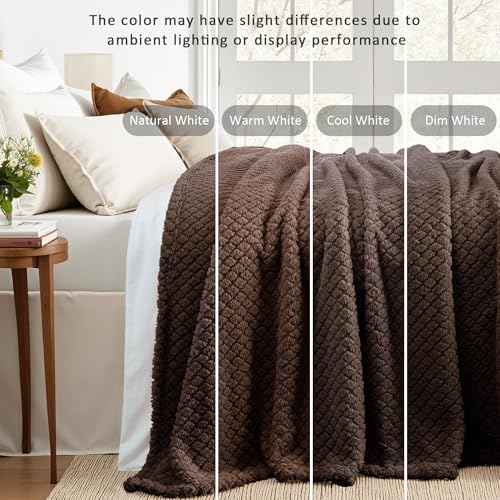 Exclusivo Mezcla Twin Size Fleece Blanket for Bed, Extra Soft Warm Decorative Fuzzy Blanket for Women, Lightweight Cozy Bedding Blankets, 60x80 Inches, Coffee - color: Coffee, size: Twin ( 60x80 IN )