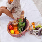 Large Wicker Picnic Basket with Handles,Handle Sturdy Woven Body with Removable and Washable Lining,Outdoor Camping,Gift Packing,Garden Picking, Storage.red - color: Red