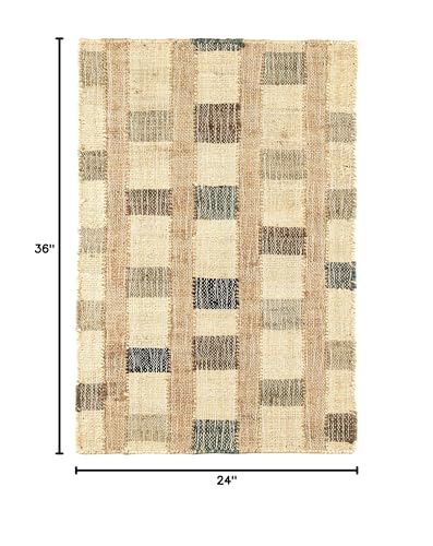 Dash and Albert Mosaic Blue Handwoven Jute Rug, 2 X 3 Feet, Blue/Ivory Geometric Pattern - Premium Luxury Hotel Quality Soft Breathable Hypoallergenic Machine Washable Easy Care All Season - color: Mosaic Blue, size: 2' x 3' (Rectangular)