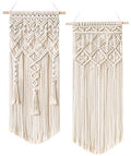 Mkono 2 Pcs Macrame Woven Wall Hanging Boho Chic Geometric Art Decor - Beautiful Bedroom Nursery Apartment Home Decoration, Gift for Girls Adults Birthday Christmas, 28" L x 13" W - size: Medium