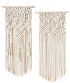 Mkono 2 Pcs Macrame Woven Wall Hanging Boho Chic Geometric Art Decor - Beautiful Bedroom Nursery Apartment Home Decoration, Gift for Girls Adults Birthday Christmas, 28" L x 13" W - size: Medium