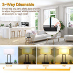 3-Way Dimmable Touch Control Table Lamp with 2 USB Ports and AC Power Outlet Modern Bedside Nightstand Lamp Fabric Shade and Metal Base for Guestroom Bedroom Living Room Hotel LED Bulb Included White - color: White