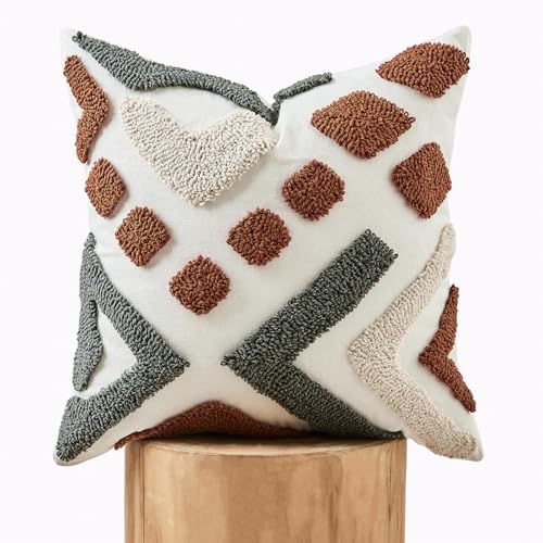lifein 20x20 Pillow Covers-Throw Pillow Cover Tufted Boho Jacquard Pillow Covers Farmhouse Decorative Pillow Cover Pillow Cases for Gift Couch Sofa Bed Chair Living Room Home Decor - color: D-qr713(1 Pack Without Pillow Insert), size: 20" x 20" (Pack of 1