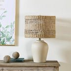Maxax Boho Ceramic Table Lamp for Living Room, 21" Farmhouse Ceramic Bedside Lamp with Woven Rattan Shade, Coastal Rattan Bedroom Lamp for Nightstand - color: Beige