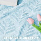 Exclusivo Mezcla Fleece Throw Blanket for Couch, Super Soft and Cozy Blankets All Season Use, Leaves Pattern, Plush Fuzzy Lightweight, Ice Blue, 50x60 Inch - color: Ice Blue, size: Throw(50"x60")
