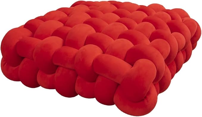 Knot Pillow Meditation Cushion Large Floor Cushions for Sitting Funky Throw Pillows Chair Pillows Soft Pads Square Knotted Seat Cushions for Home Decoration Living Room Bedroom Sofa Couch Red