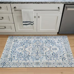 Bloom Rugs Caria Washable Non-Slip 3x5 Rug - Blue Traditional Area Rug for Living Room, Bedroom, Dining Room, and Kitchen - Exact Size: 3' x 5' - color: Blue, size: 3' x 5' (Rectangular)
