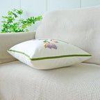 vctops Farmhouse Hibiscus Flowers Cotton Tufted Throw Pillow Cover Spring Floral Embroidery Pillowcase Soft Square Cushion Case for Sofa Couch Bed Chair (Pink Purple,18"x18") - color: Pink Purple