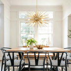 24" Modern Golden Sputnik Chandelier 9-Lights Mid-Century Modern Luxury Starburst Chandelier Gold Solid Metal Satellite Sputnik Chandeliers for Dining Room, Kitchen, Bedroom, Living Room - color: Golden 24" 9-Light