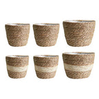 Seagrass Basket Planter, Flower Pot Cover, Storage Basket, Plant Container, Hand Woven, Plastic Liner, Beige, 7 Inch, Indoor/Outdoor