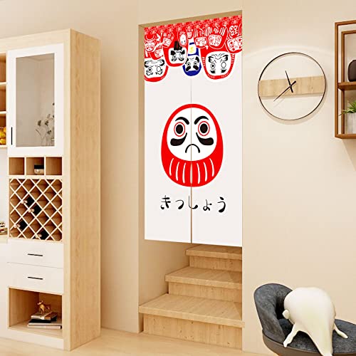 LIGICKY Noren Japanese Style Doorway Curtain Doll Daruma Printed Window Treatment Door Tapestry for Home Decoration 33.5" Width x 59" Long - color: Doll Daruma, size: 33.5"W x 59"L (Pack of 1)