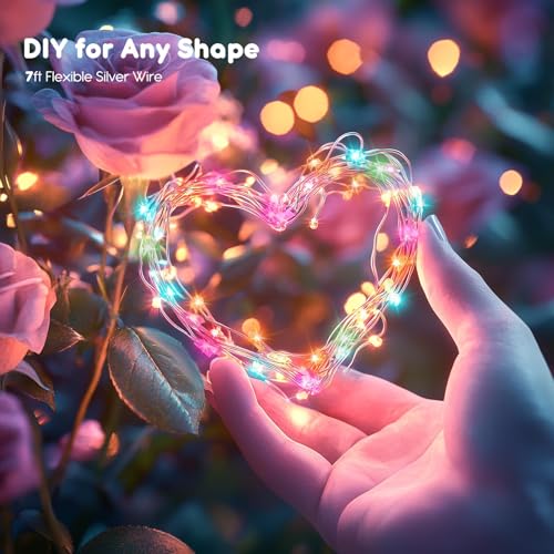 Brightown 12 Pack Easter Day Pastel LED Fairy Lights Battery Operated - Waterproof Silver Wire 7 ft 20 LED Firefly Lights for Easter Day Decor DIY Craft Party Bedroom - color: Pastel, size: 12 Pack