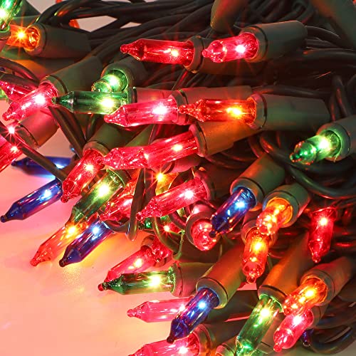 LJLNION Christmas Lights, 150 Count 33 FT Green Wire Xmas Tree Lights, 120V UL Certified Connectable for Holiday Party Outdoor Indoor Decoration, Multicolor - color: Multicolor