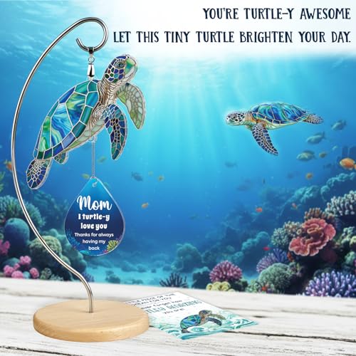Christian Gifts for Mom, Birthday Gifts for Women - Mini Positive Turtle Gifts for New Bonus Step Mom Mama - I Love You Cute Stuff Things Stocking Stuffers for Moms - Turtle Desk Decor - color: 08 - Mom Turtle