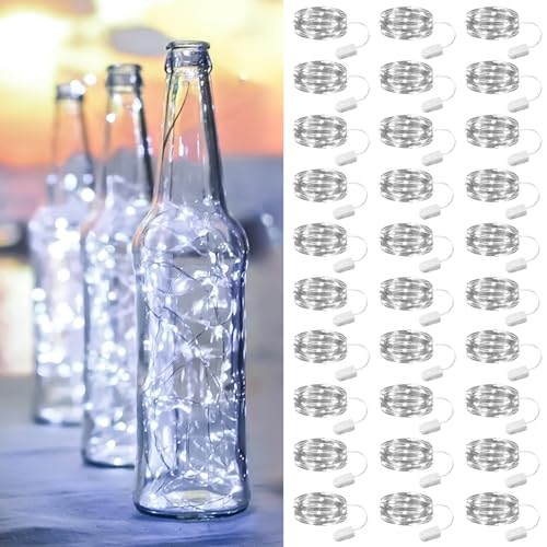 ZSJWL 30 Pack White Fairy Lights Battery Operated,7Ft 20LED Mini String Light, Waterproof Twinkle Light Silver Copper Wire Lights for Wedding Party Bedroom Christmas Table Decoration - color: White, size: 30 Pack – Battery Powered