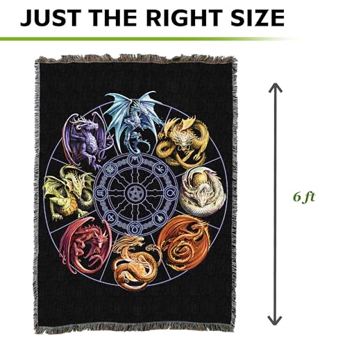Pure Country Weavers Dragons of the Sabbats Woven Blanket by Anne Stokes - Fantasy Gift Cotton Tapestry Throw - Made in The USA - 72" x 54" - color: Sabbats, size: 72" x 54"