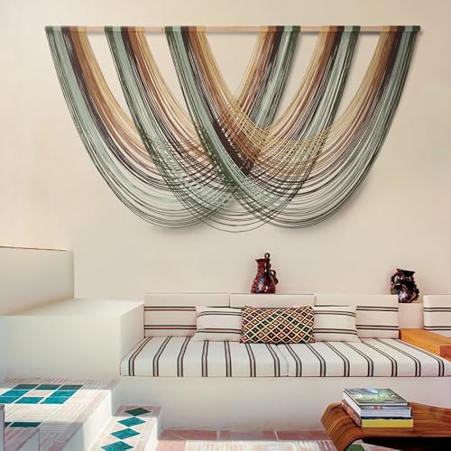 Flber Macrame Wall Hanging Boho Wall Decor Yarn Wall Art Tapestry Bedroom Living Room Nursery Apartment Home Decor 57" W x 31" L - color: Yellow Green