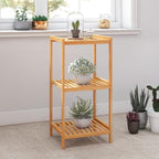 kinbor 3-Tier Bamboo Shelf Freestanding - Space-Saving Bathroom Standing Shelf & Plant Stand, 3 Shelf Bookcase for Kitchen, Living Room, Office (Natural Bamboo, Easy Assembly) - size: 3-Tier