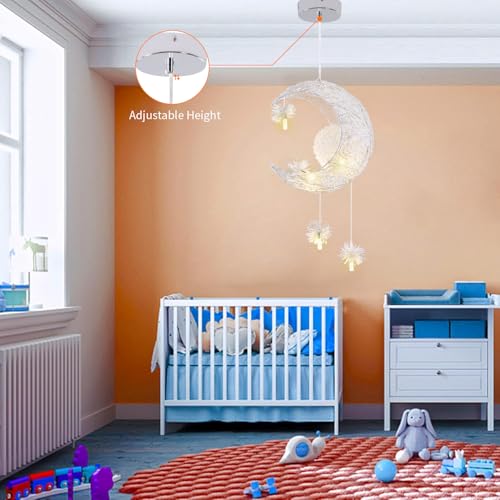 TISLYCO Kids Ceiling Light, Moon Chandelier, Girls Chandelier for Bedroom, Nursery Light Fixture - color: 23.62"x14.5"-Creative Moon Star Pendent Light