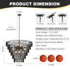 31.49" Large Rattan Black Chandelier for Dining Room, Farmhouse 12-Lights Boho Hand-Woven Bamboo Chandelier, Drum Wicker Black Chandeliers for Kitchen Island, Living Room, Bedroom, Entryway - color: Black 31IN