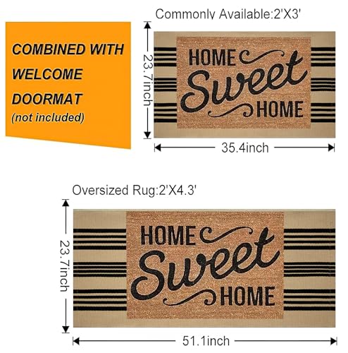 Front Outdoor Door Mat 2'x3',Khaki and Tan Striped Outdoor Rug Machine Washable Cotton Layered Door Mat Entryway Throw Rug for Indoor Entrance - color: Khaki2, size: 2' x 3' (Rectangular)