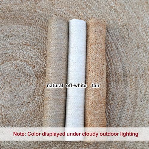 Shatex Burlap Rug 5x8ft, Handmade Braided 100% Natural Jute Rug for Bedroom & Living Room, Off-White - color: Off-white, size: 5' x 8' (Rectangular)