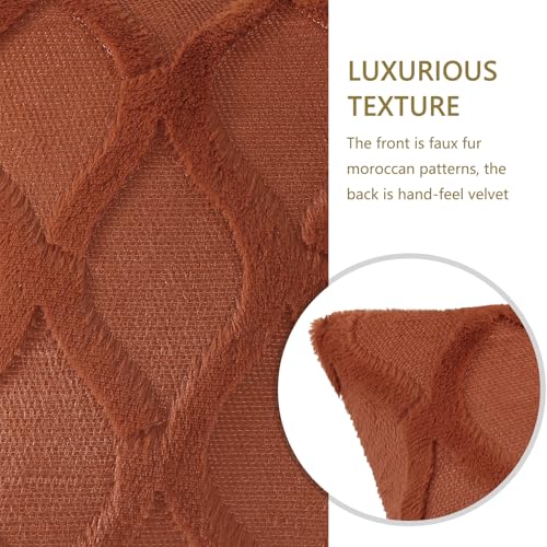 decorUhome Summer Set of 4 Rust Throw Pillow Covers 20x20 Inch, Neutral Decorative Soft Plush Faux Wool Couch Pillow Covers, Farmhouse Pillow Cases for Living Room Bed Sofa - color: Rust, size: 20" x 20" (Pack of 4)