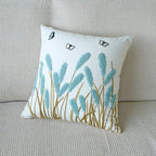 vctops Farmhouse Pampas Grass Cotton Tufted Throw Pillow Cover Boho Embroidery Pillowcase Soft Square Cushion Case for Sofa Couch Bed Chair (Blue C,18"x18") - color: Blue C