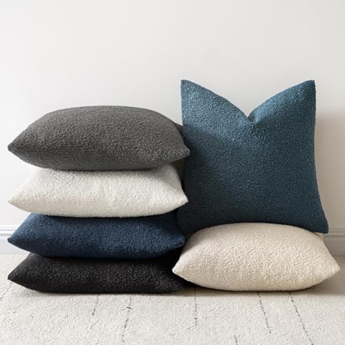 Pack of 2 18x18 Inch Decorative Boucle Throw Pillow Covers Textured Square Pillowcaes Accent Solid Cozy Soft Cushion Covers Home Decor for Sofa Couch Living Room Home Decor,Dark Gray - color: Dark Gray, size: 18" x 18" (Pack of 2)