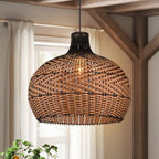 Arturesthome Rattan Pendant Light for Kitchen Island, Wicker Chandelier, Handmade Woven Hanging Ceiling Lighting Fixtures Lampshade for Living Room Bedroom - size: 15.7" * 15.7"