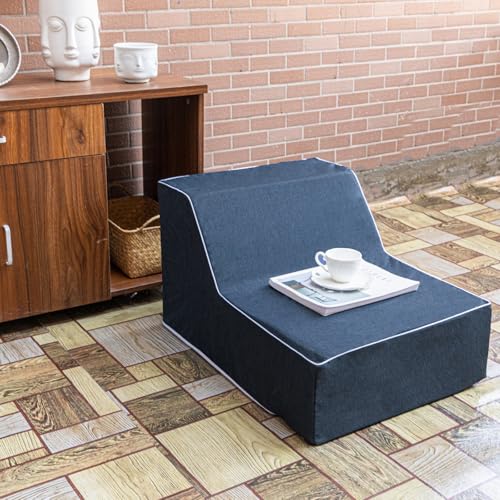 27" x 20" Ergonomic Floor Cushion | L Shape Foam-Filled Lumbar Support Pillow | Versatile Indoor-Outdoor Seating for Home Decor, Picnics, Yoga & Meditation Spaces (Navy Blue) - color: Navy Blue