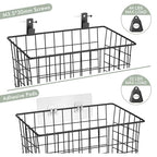 Wall Hanging Baskets 3 Pack, Diversified Wire Basket Shelves of Wooden Style, with Wall Mounted Hooks & Traceless Stickers, for Kitchen Coffee Bar Office Room Garage Storage Organization (Large) - size: Large