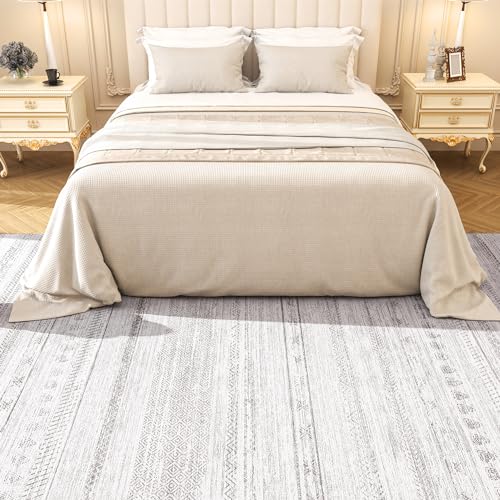 4x6 Area Rugs for Living Room Machine Washable Rug Distressed Indoor Carpet Neutral Moroccan Boho Rug Ultra Soft Area Rug for Bedroom Dining Room Playroom Office, Grey - color: Grey, size: 4' x 6' (Rectangular)