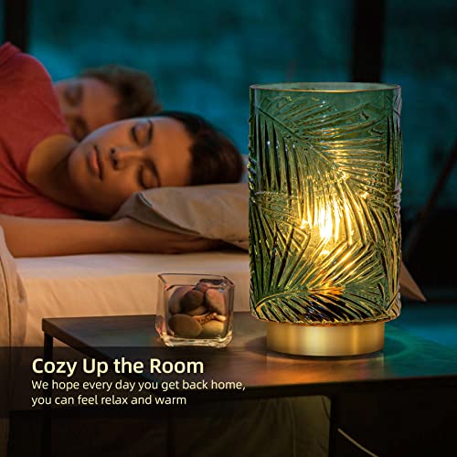 Battery Operated Table Lamp, Cordless Lamps for Home Decor, Battery Powered Nightlight with LED Bulb with Timer, Decorative Lights for Living Room Bedroom Tabletop Entryway Centerpiece Gift(L Green) - color: Green, size: Large