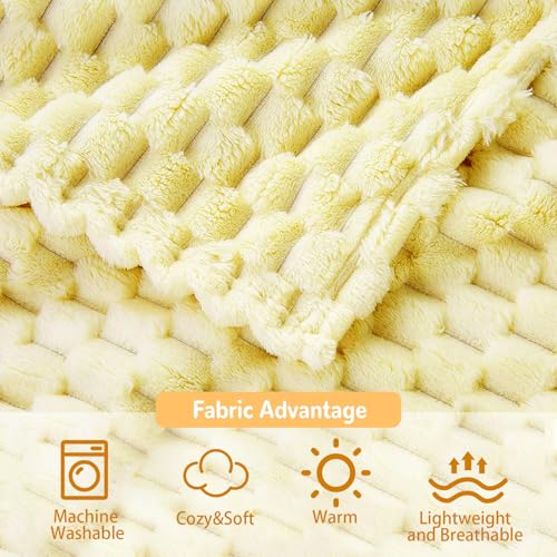 6Pcs Flannel Throw Blanket Bulk, 240 GSM Fleece Cozy Warm Soft Home Decor Lightweight Bed Sofa Blanket for Adults, Suitable for All Seasons - color: Yellow