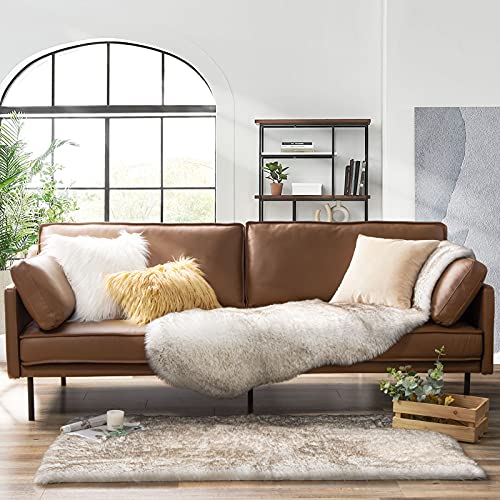 Ashler Home Deco Ultra Soft Faux Fox Fur Rug White Brown Fluffy Area Rug, Carpets Fluffy Rug Chair for Bedroom Floor Sofa Living Room 2 x 6 Feet - color: White Brown, size: 2 x 6 ft