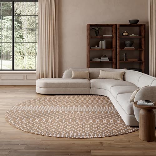 Nourison Home Positano Jute 12' x Round Area Rug - Easy Clean, Non Shedding, Bed Room, Living Room, Dining Room, Kitchen (12' x Round) - color: Jute, size: 12' (Round)