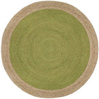 SAFAVIEH Area Rug 3' Round - Natural Fiber Collection - Green & Natural Brown, Handmade Jute, Braided Border Design (NF801G) - color: Green/Natural, size: 3' (Round)