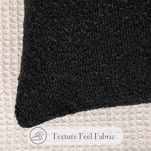 JoraLion 14x26 inch Boucle Lumbar Pillow Cover, Black Woven Texture Neutral Long Pillow Cover Breathable Cushion Case for Couch Sofa Bed Living Room Home Decor (Cover Only) - color: Black, size: 26" x 14" (Pack of 1)
