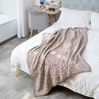 Soft Fuzzy Yarn Leopard Jacquard Throw Blanket,Cozy Plush Fleece Comfy Microfiber Blanket for Couch Sofa Bed,Linen/Warm Gray - color: Linen/Warm Gray, size: 51"x71"