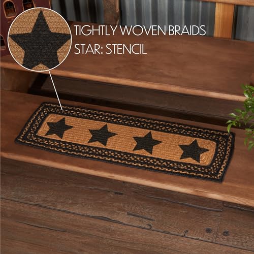 VHC Brands Farmhouse Primitive Jute Black Thanksgiving Stair Tread Stencil Stars Rect Latex 8.5"x27" - size: 3" x 2" (Rectangular)