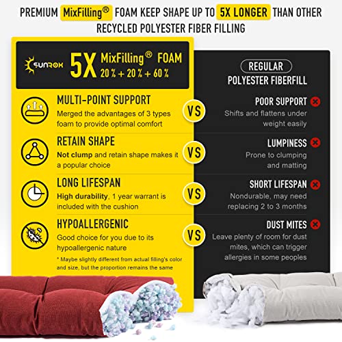 SUNROX LokGrip Non Slip Tufted Memory Foam Bench Cushion, FadeShield Water Resistant Durable Thicken Outdoor/Indoor Bench Seat Pads 42x16x4 inch, Burgundy - color: Burgundy, size: 42x16 Inch (Pack of 1)