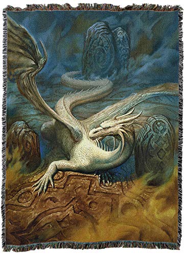 Pure Country Weavers Hobsyllwin in The Chakana Temple Dragon Blanket by Ciruelo - Gift Fantasy Tapestry Throw Woven from Cotton - Made in the USA (72x54) - color: Hobsyllwin Chakana Temple