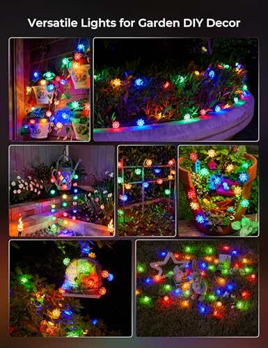 Brightown 2 Pack Solar String Lights Outdoor Waterproof, Total 46FT 100 LED Multicolor Flower Fairy Lights for Christmas Yard Garden Tree Patio Lawn Holiday Outdoor Decor - color: Multicolor, size: 2 Pack