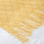 TREELY Knit Throw Blanket for Couch,Soft Knitted Blankets with Tassels Fringe 50" X 67.7", Decorative Lightweight Throws Blanket Farmhouse Bed Sofa Fall Outdoor, Yellow