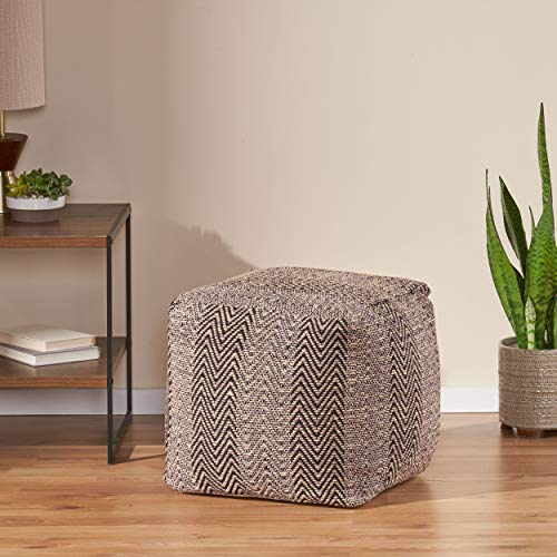 Foamma Pouf Ottoman Brown, 15"x15"x15.5" - Square Ottoman Foot Rest for Living Room and Bedroom, Pouf Footstool, Foot Rest for Couch, Boho Furniture for Home - color: Brown