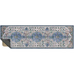 GelPro Nevermove Artisan Accent Machine-Washable Chenille Textured GellyGrippers, 24x76, Taryn Dark Blue (Rug + Comfort Mat)