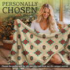Sacred Thread Aztec Blanket Fleece, Reversible Native American Blanket, Western Throw, Native American Western (Cream Flannel) (Throw (40”x60”)) - color: Cream Flannel, size: Throw (40”x60”)
