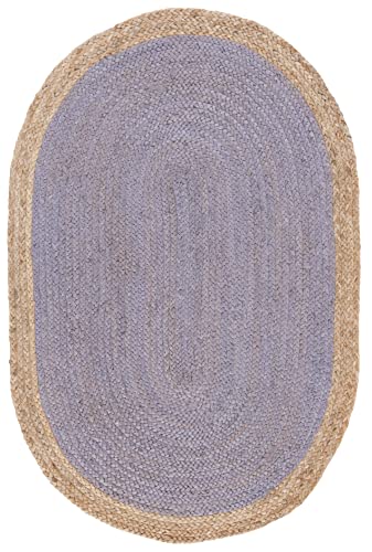 SAFAVIEH Natural Fiber Collection Area Rug - 2'6" x 4' Oval, Grey & Natural Brown, Handmade Jute, Braided Border Design (NF801F) - color: Grey/Natural, size: 2'6" x 4' (Oval)