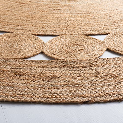 SAFAVIEH Area Rug 6' Round - Natural Fiber Collection - Natural Brown, Handmade Jute, Boho Farmhouse Braided Design (NF364A) - color: Natural, size: 6' (Round)